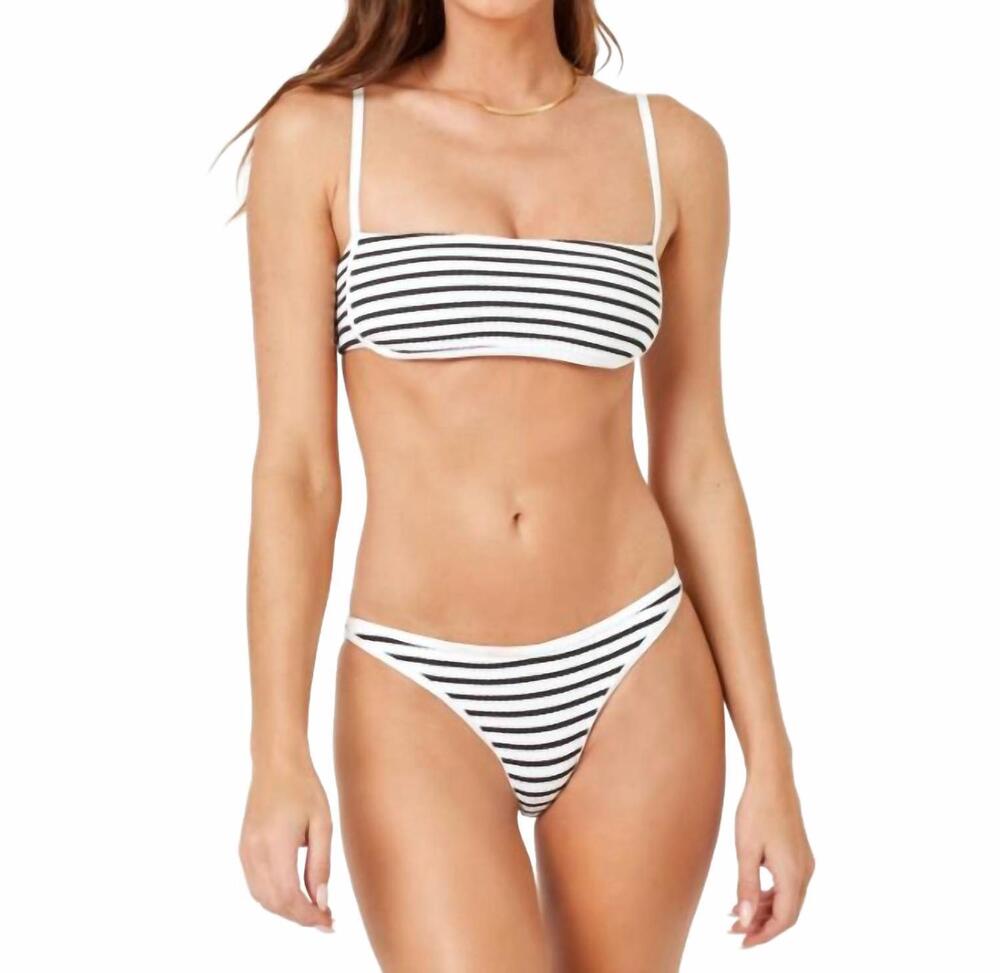 NEW L*SPACE suzi classic bikini bottom in sail along stripe